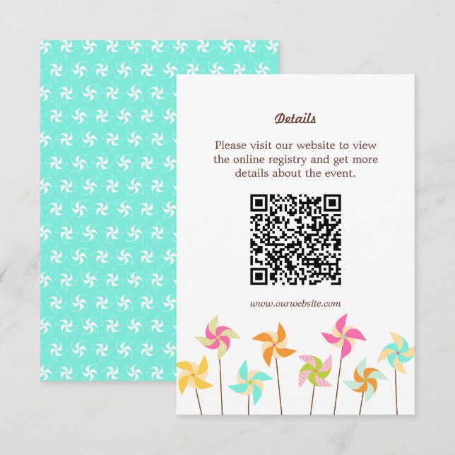 Cartão De Informações Colorida Pinroda Themed Wedding (Frente/Verso)