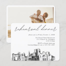 Cartão De Informações Columbus Casamento Jantar de Ensaios Elegante