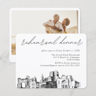 Cartão De Informações Columbus Casamento Jantar de Ensaios Elegante