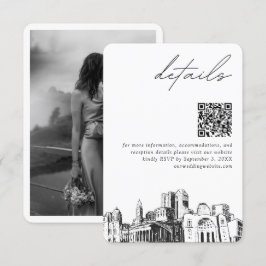 Cartão De Informações Columbus Wedding Modern Details Código QR