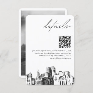 Cartão De Informações Columbus Wedding Modern Details Código QR