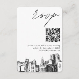 Cartão De Informações Columbus Wedding Modern RSVP Código QR