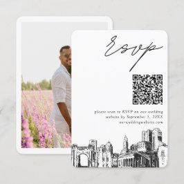 Cartão De Informações Columbus Wedding Modern RSVP Código QR