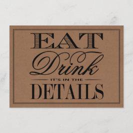 Cartão De Informações Coma, Beba E Case-Se Com O Rustic Kraft Casado