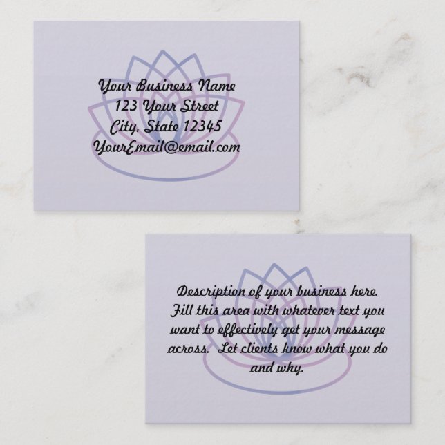 Cartão de Informações Comerciais de Lotus Rosa e P (Frente/Verso)