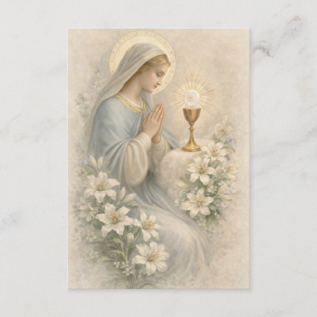 Cartão De Informações Communion Blessed Mary  Remembrance Holy Card (Frente)