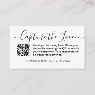 Cartão De Informações Compartilhamento de Fotos de Casamento com QR Code