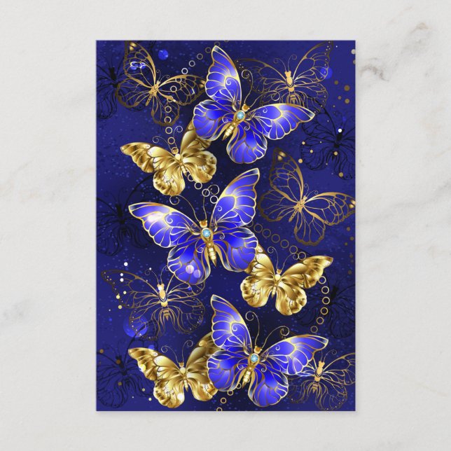 Cartão De Informações Composição com Borboletas Safira (Frente)