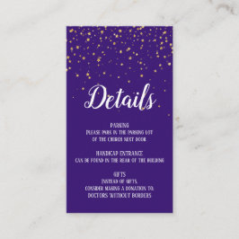 Cartão De Informações Confetti Dourado em Detalhes Roxos Inserir Placa