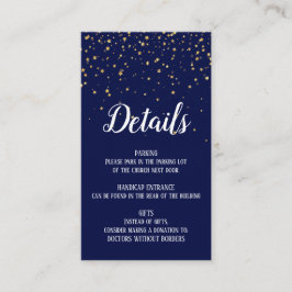 Cartão De Informações Confetti Dourado no Marinho Blue Details Insert Ca
