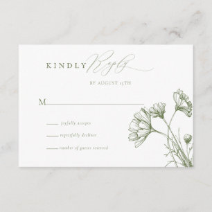 Cartão De Informações Confirmação de Casamento Boho Chic com Flores Silv