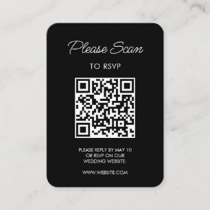 Cartão De Informações Confirmação de Casamento, Código QR Moderno Minima