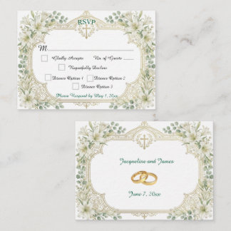 Cartão De Informações Confirmação de Casamento com Lírios Brancos