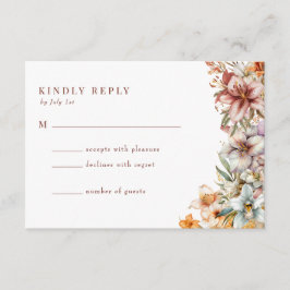 Cartão De Informações Confirmação de Casamento de Flores Boho Aquarela