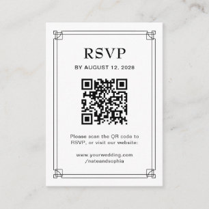 Cartão De Informações Confirmação de Casamento e Código QR Preto e Bra