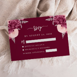Cartão De Informações Confirmação de Casamento em Escrito Floral Prata B