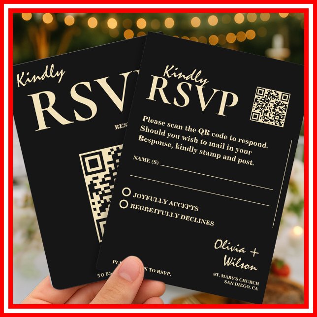 Cartão De Informações Confirmação de Presença com QR Code para Casamento (Criador carregado)