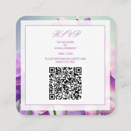 Cartão De Informações Conjunto de Código QR de Casamento Floral de Orquí