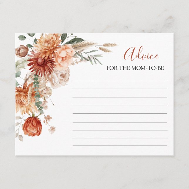 Cartão De Informações Conselhos Russos De Chá de fraldas De Flor Selvage (Frente)