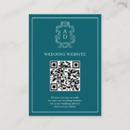 Cartão De Informações Conto Elegante Vintage Azul Com Borda Casamento