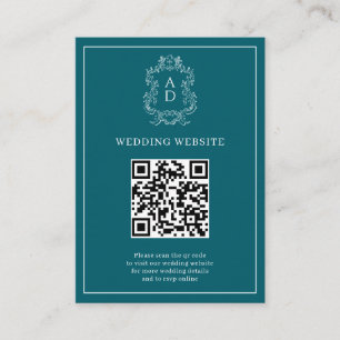 Cartão De Informações Conto Elegante Vintage Azul Com Borda Casamento