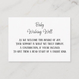 Cartão De Informações Contribuição Monetária Minimalista para o Bebê