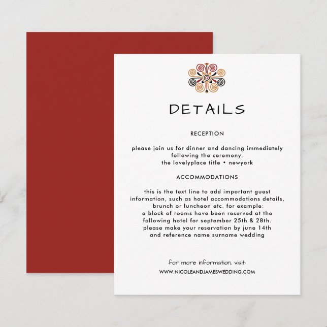 Cartão De Informações Convidado Africano de Informações sobre Casamento  (Frente/Verso)