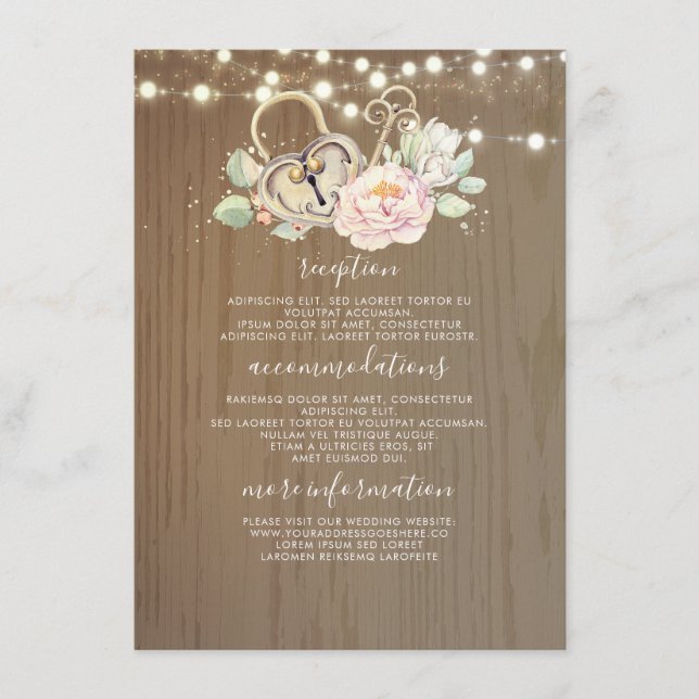 Cartão De Informações Convidado de Informações de Casamento de Chaves Vi (Frente)