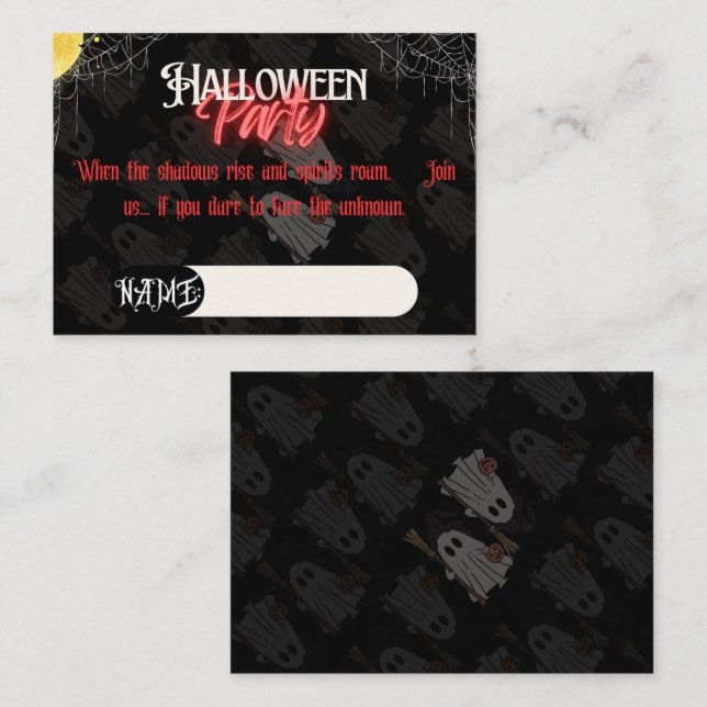 Cartão De Informações Convidado para Festa de Halloween Spooky (Frente/Verso)