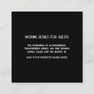 Cartão De Informações Convidados de Informações de Casamento Branco Pret