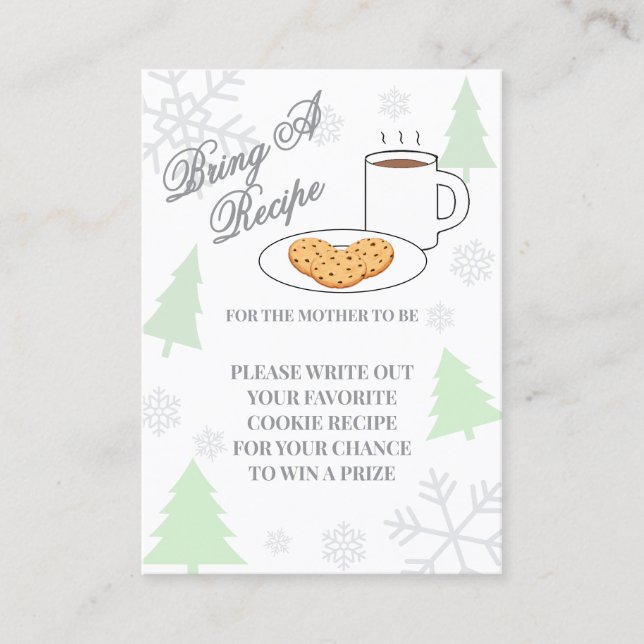 Cartão De Informações Cookies & Cocoa Baby Shower Recipe (Frente)