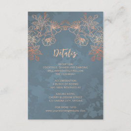 Cartão De Informações Copper Floral Line Art Dusty Blue