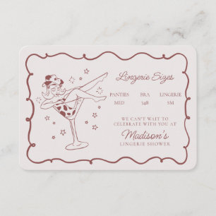 Cartão De Informações Coquetéis Borgonhetas Lingeries Tamanhos Inserir
