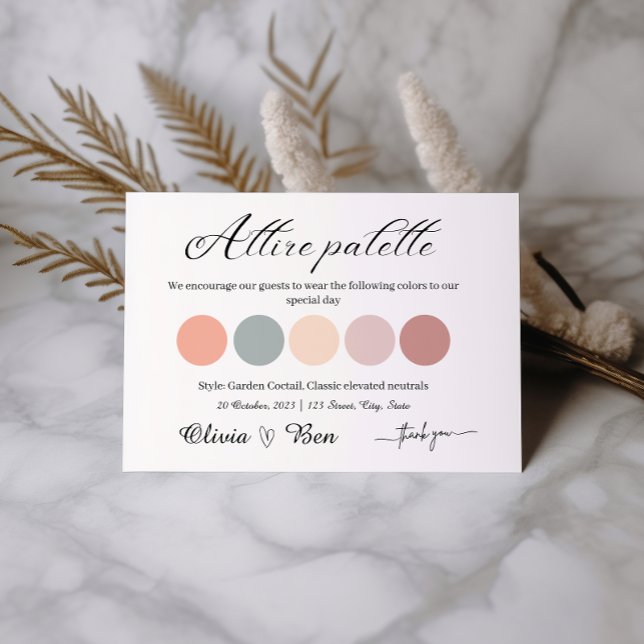 Cartão De Informações Coquetel do Jardim Código de Vestido de Casamento  (Criador carregado)