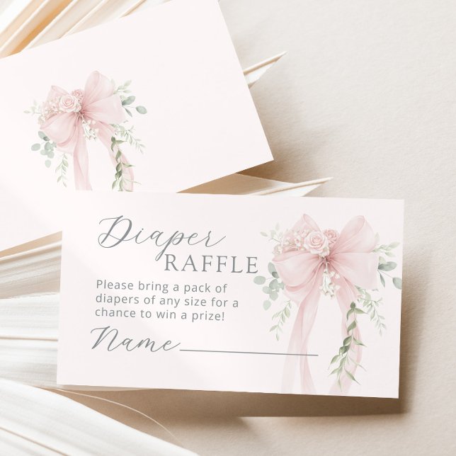 Cartão De Informações Coquette Bow Greenery Diaper raffle (Criador carregado)