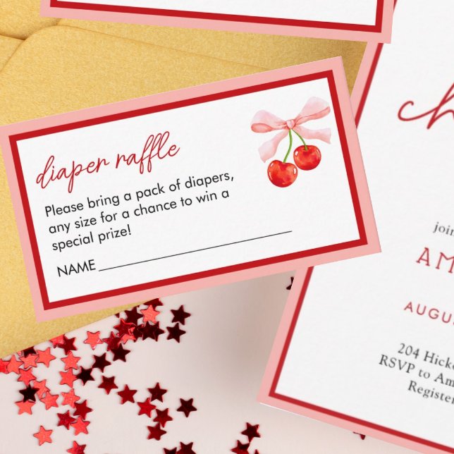 Cartão De Informações Coquette Cherry Fralda Raffle (Criador carregado)