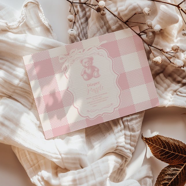 Cartão De Informações Coquette Gingham - Ursinho francês Diapper Raffle (Criador carregado)