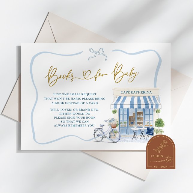 Cartão De Informações Coquette Parisiense Café Blue Books para bebê (Criador carregado)