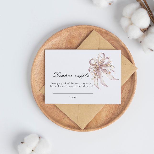 Cartão De Informações Coquette purple bow baby shower  (Criador carregado)