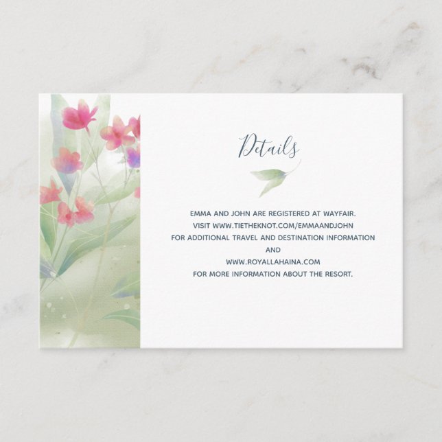 Cartão De Informações Cor da Água Plumeria (Frente)