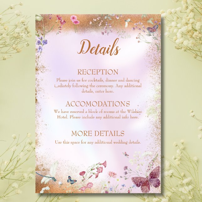 Cartão De Informações Cor-de-rosa silvestre Elegante (Criador carregado)