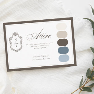 Cartão De Informações Cor do Traje de Noiva Azul Empolado Creme Mocha