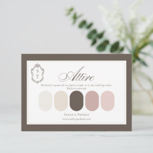 Cartão De Informações Cor do Traje de Noiva Rosa Poeira Creme Mocha