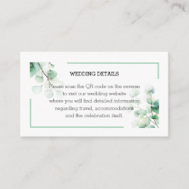 Cartão De Informações Cor Verde Romântica Eucalyptus Deixa QR