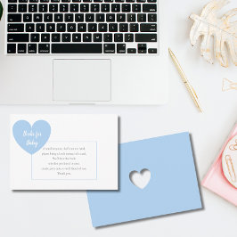 Cartão De Informações Coração Azul Pedido de Livros para Chá de Bebê Men