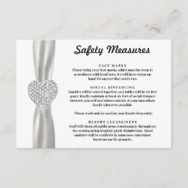 Cartão De Informações Coração de Diamante Fita Branca Medidas de Seguran