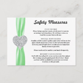 Cartão De Informações Coração de Diamante Fita Verde Medidas de Seguranç