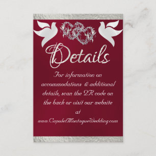 Cartão De Informações Coração e cavidades, Código QR - Borgonha/Prata