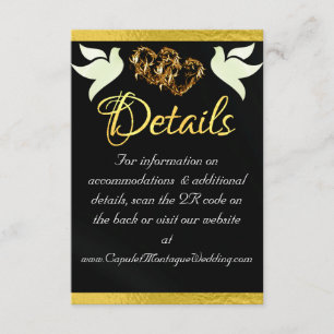 Cartão De Informações Coração e cavidades, Código QR - Preto/Dourado