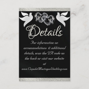 Cartão De Informações Coração e cavidades, Código QR - Preto/Prata